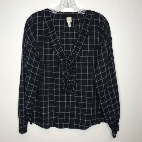 LA VIE Rebecca Taylor Plaid Ruffle Top - Picture 2 of 12